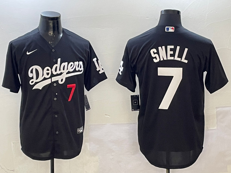 Men's Los Angeles Dodgers Blake Snell #7 Black Alternate Replica Player Jerseys