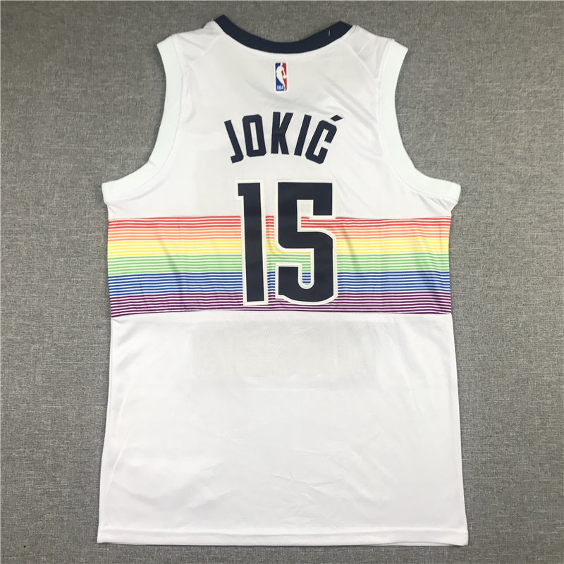 Men's Denver Nuggets Nikola Jokic #15 NBA White Swingman Jerseys - Reward version