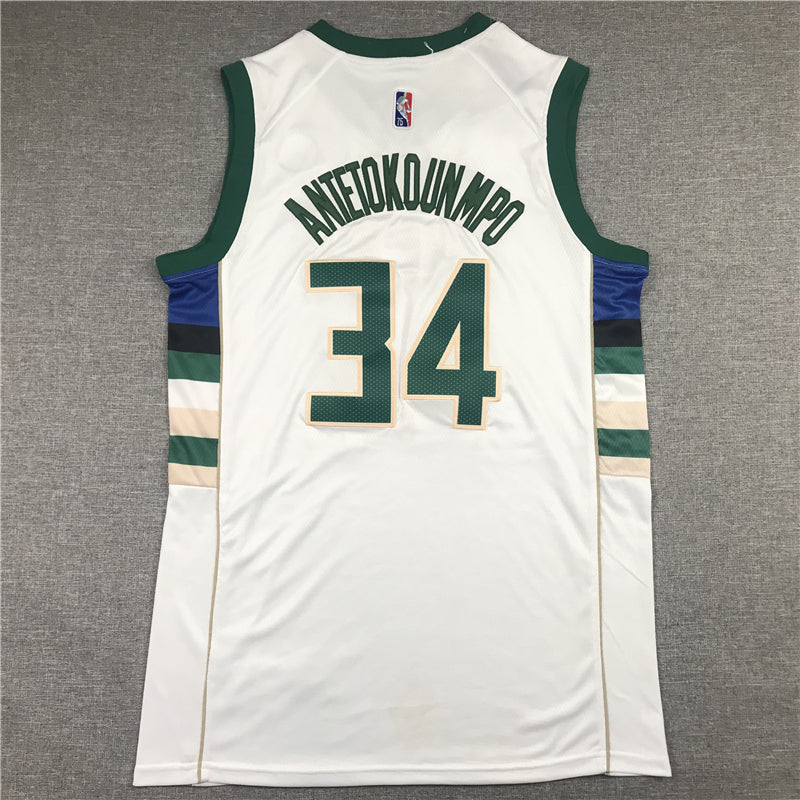 Men's Milwaukee Bucks Giannis Antetokounmpo #34 NBA White Player Jerseys