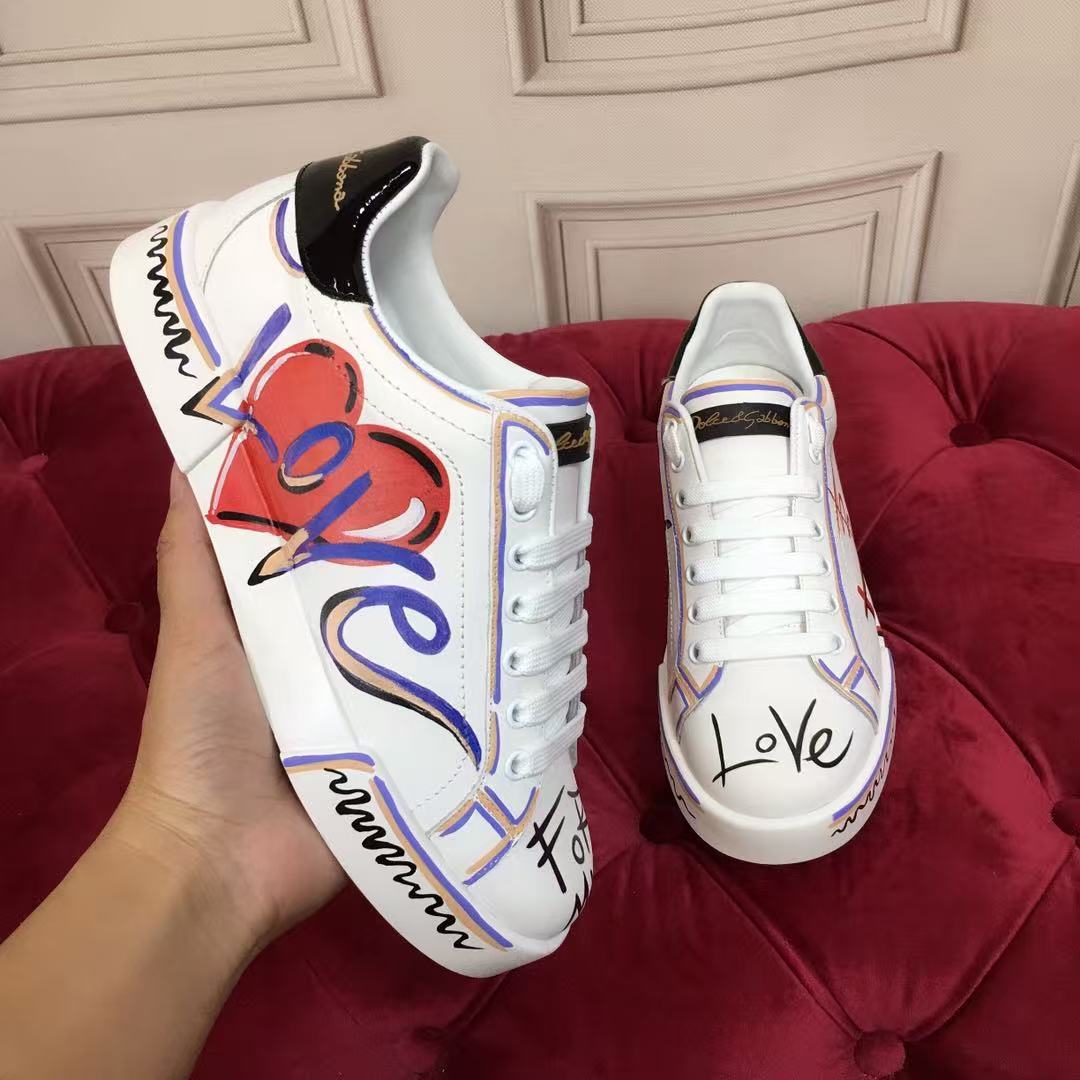Dolce & Gabbana Portofino Graffiti Sneakers – Unisex Couple's Luxury Casual Shoes