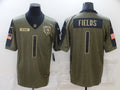 Men's Chicago Bears Justin Fields #1 Brown Game Jerseys