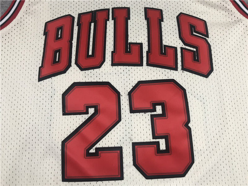 Men's Chicago Bulls Michael Jordan #23 Cream 1995-96 Hardwood Classics Jerseys