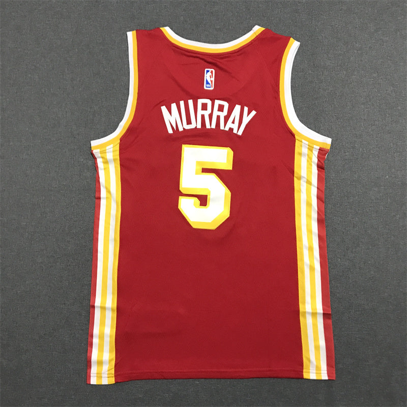 Men's Atlanta Hawks Dejounte Murray #5 Red Swingman Jerseys - Icon Edition