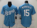 Men's Kansas City Royals Whit Merrifield #15 Blue Replica Baseball Jerseys