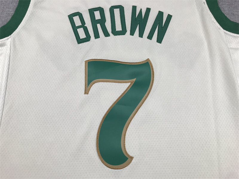Men's Boston Celtics Jaylen Brown #7 White 2023/24 Swingman Jerseys - City Edition