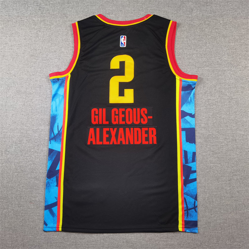 Men's Oklahoma City Thunder Shai Gilgeous-Alexander #2 Black 2024/25 Swingman Player Jerseys - City Edition