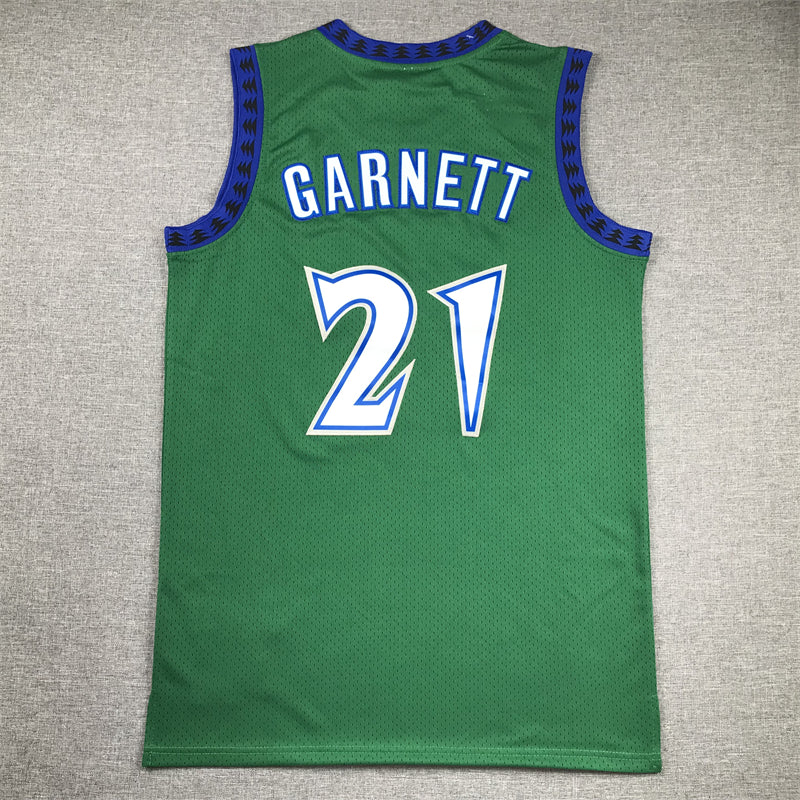 Men's Minnesota Timberwolves Kevin Garnett #21 Green Hardwood Classics Swingman Jerseys
