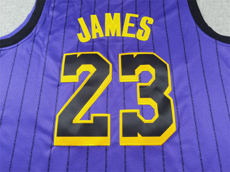 Men's Los Angeles Lakers LeBron James #23 Purple Swingman Jerseys - City Edition
