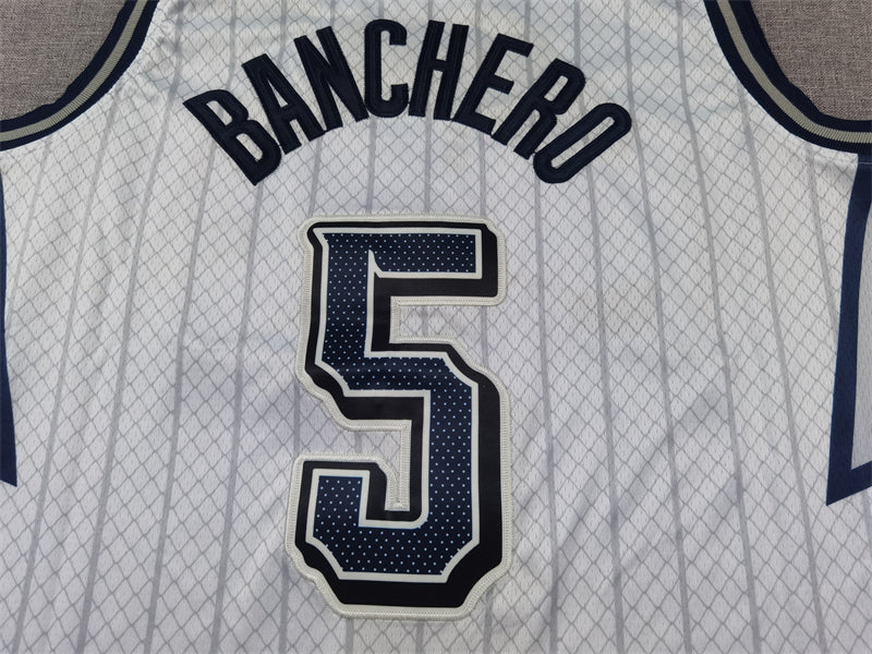 Men's Orlando Magic Paolo Banchero #5 Silver 2024/25 Swingman Player Jerseys - City Edition