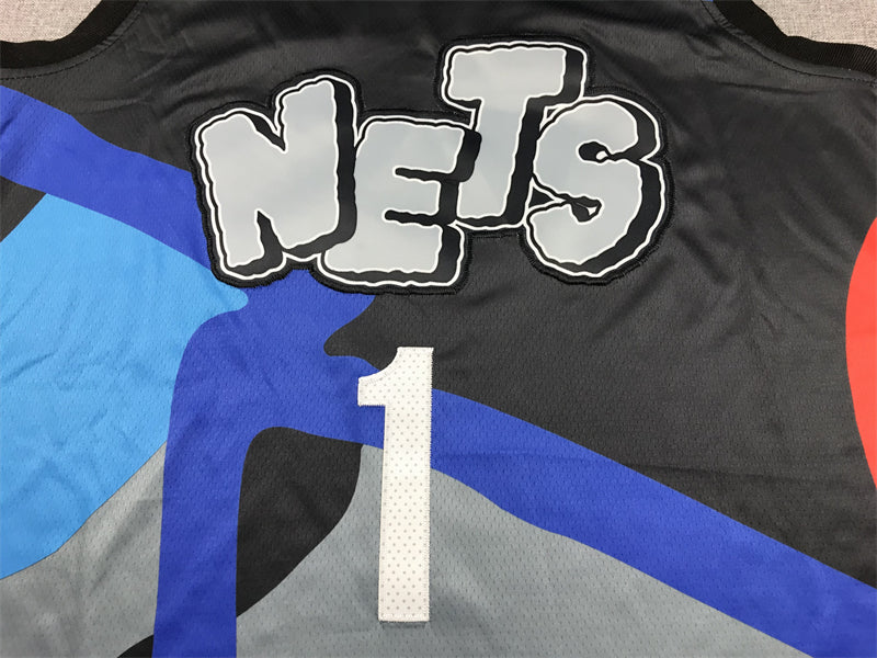 Men's Brooklyn Nets Mikal Bridges #1 Black 2023/24 Swingman Jerseys - City Edition