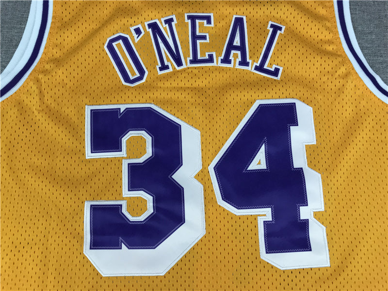 Men's Los Angeles Lakers Shaquille O'Neal #34 Yellow 1996-97 Classics Jerseys