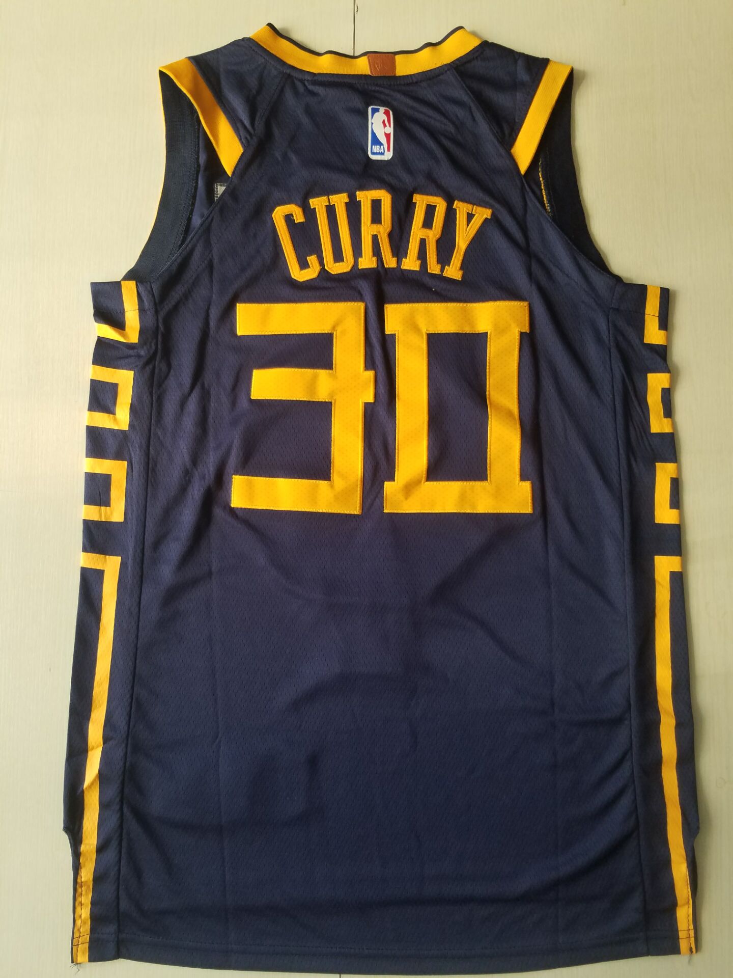Men's Golden State Warriors Stephen Curry Navy Swingman Jerseys City Edition
