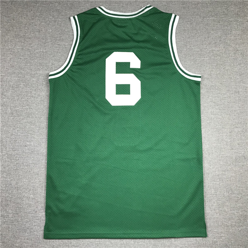 Men's Boston Celtics Bill Russell #6 Kelly Green Hardwood Classics Authentic Jerseys
