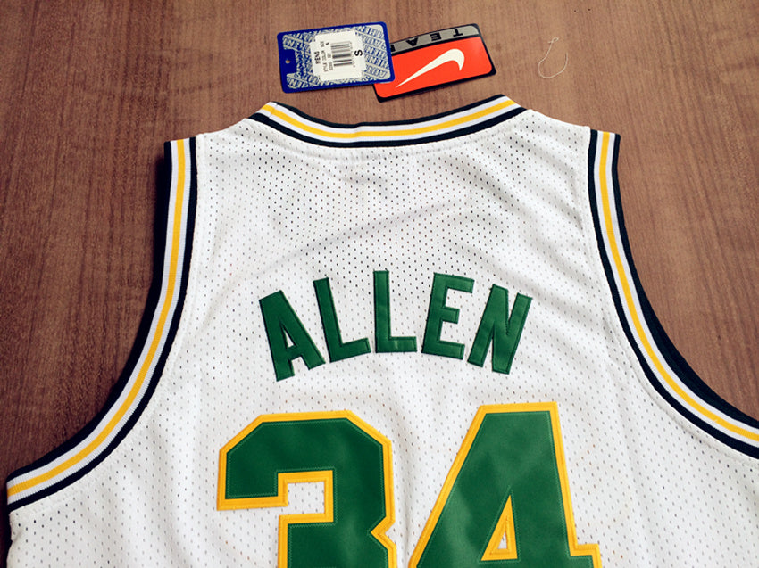 SuperSonics No. 34 Ray Allen Retro White Premium Mesh