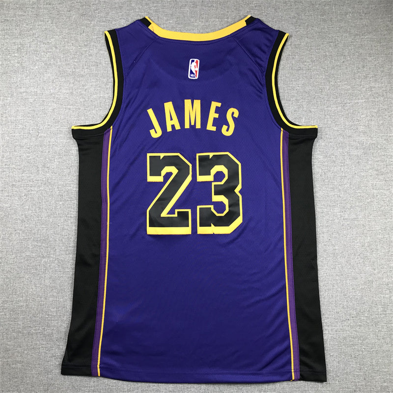 Men's Los Angeles Lakers LeBron James #23 Purple Swingman Jerseys - Statement Edition