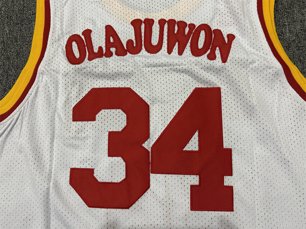 Men's Houston Rockets Hakeem Olajuwon #34 White Hardwood Classics Swingman Jerseys