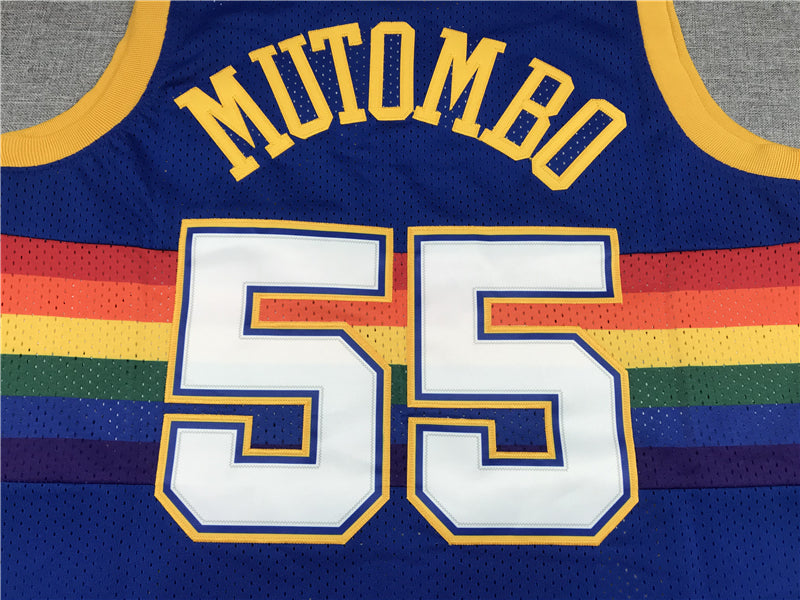 Men's Denver Nuggets Dikembe Mutombo 1991-92 Blue Hardwood Classics Swingman Jerseys