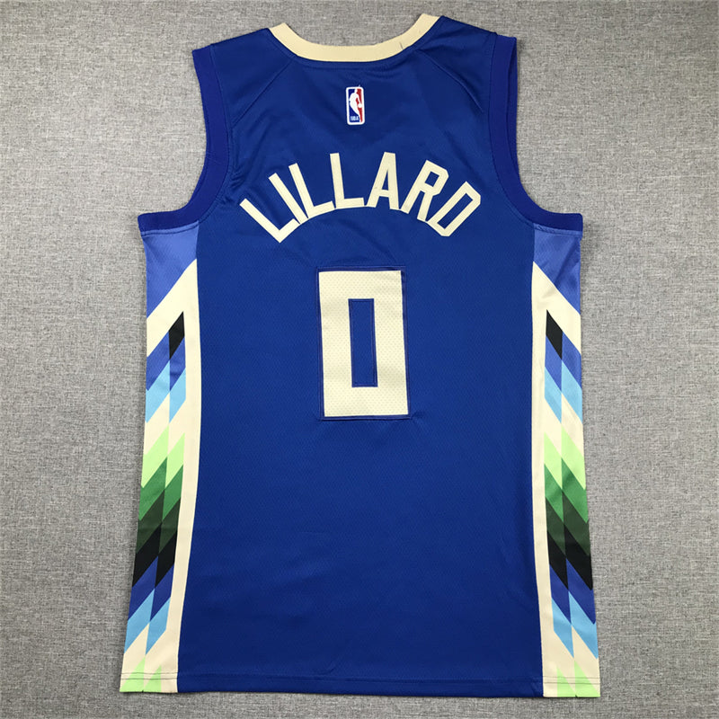 Men's Milwaukee Bucks Damian Lillard #0 Royal 2022/23 Swingman Jerseys - City Edition
