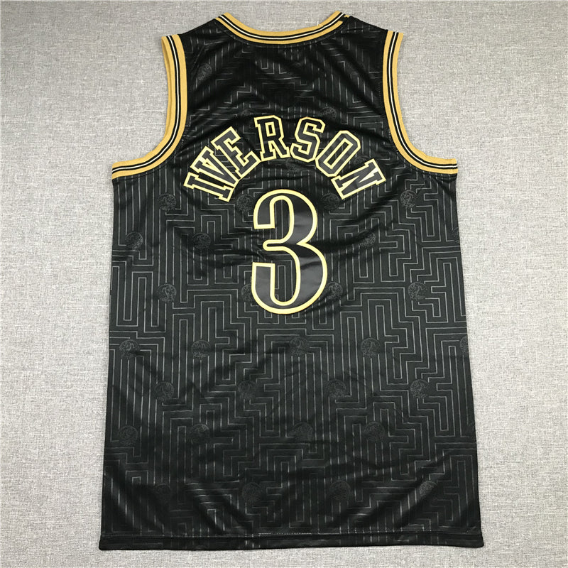 Men's Philadelphia 76ers Allen Iverson Black 2000-01 Hardwood Classics Jerseys