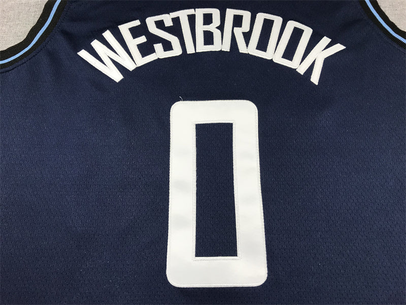 Men's LA Clippers Russell Westbrook #0 Navy 2023/24 Swingman Jerseys - City Edition
