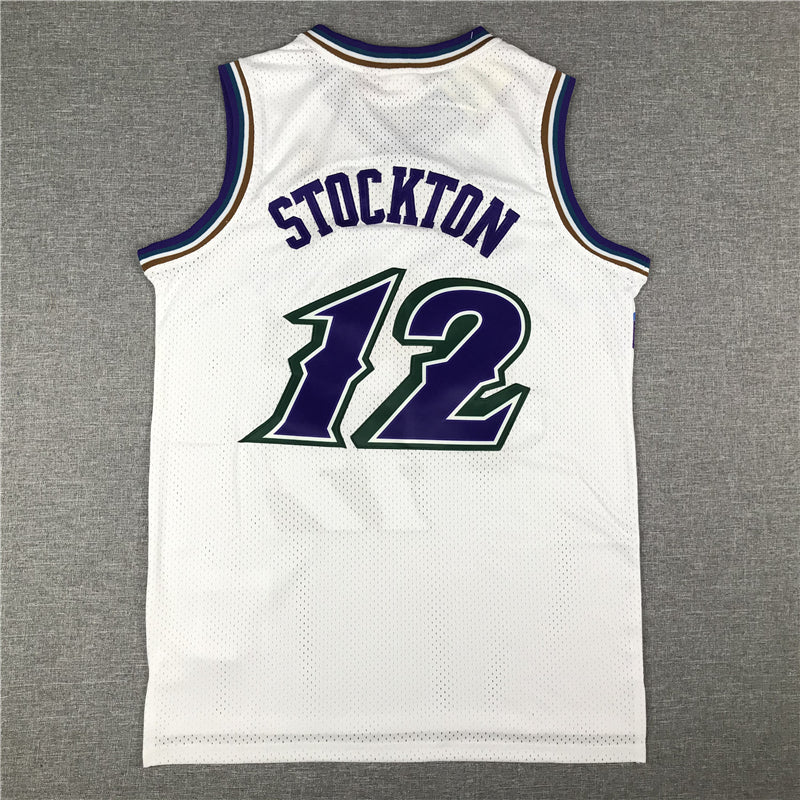 Men's Utah Jazz John Stockton White 1996-97 Hardwood Classics Swingman Jerseys