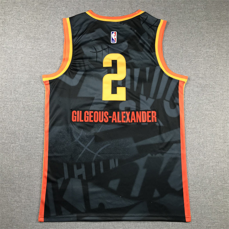 Men's Oklahoma City Thunder Shai Gilgeous-Alexander #2 Black 2023/24 Swingman Jerseys - City Edition