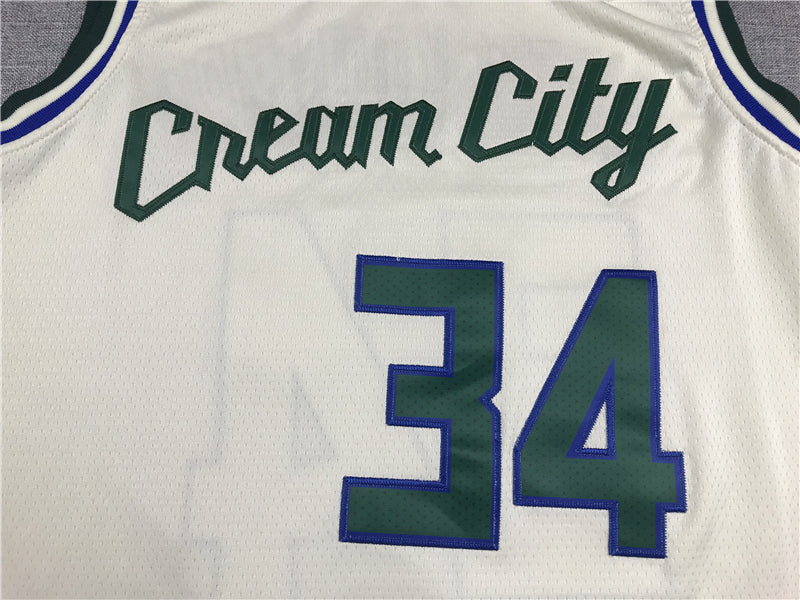 Men's Milwaukee Bucks Giannis Antetokounmpo #34 White Replica Player Jerseys