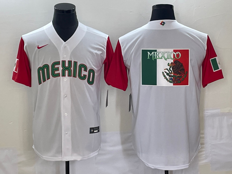 Men's 2023 World Baseball Classic Mexico White/Red Jerseys