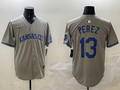 Men's Kansas City Royals Salvador Perez #13 Gray Limited Player Jerseys