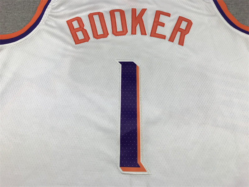 Men's Phoenix Suns Devin Booker #1 White 2023/24 Fast Break Replica Jerseys - Association Edition