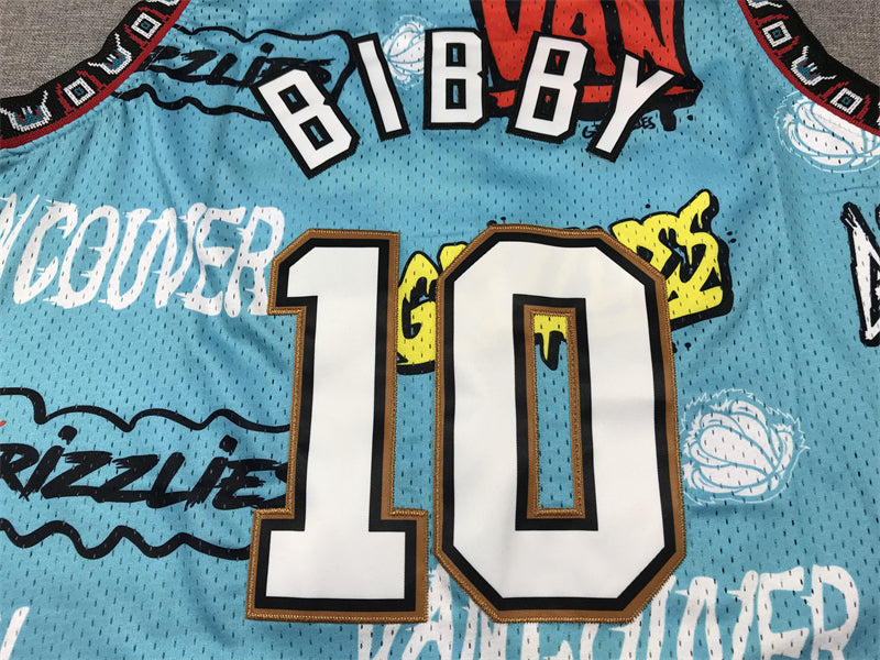 Men's Memphis Grizzlies Mike Bibby #10 Blue Swingman Player Jerseys - Graffiti Edition
