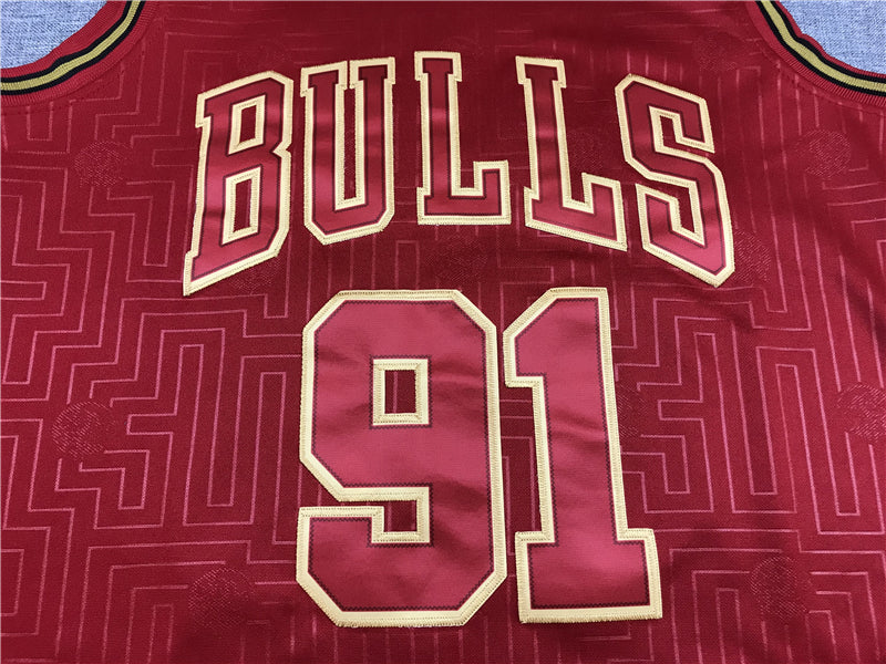 Men's Chicago Bulls Dennis Rodman #91 Red Hardwood Classics Swingman Jerseys