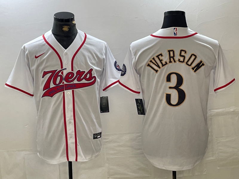 Men's Philadelphia 76ers Allen Iverson #3 White Replica Player Jersey
