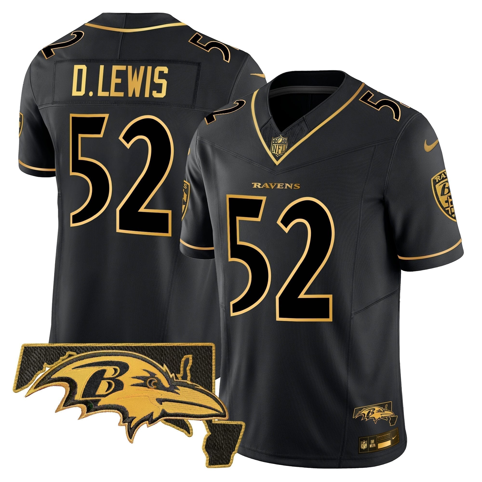 Mens Ravens 2024 Gold Vapor Limited Jersey All Stitched