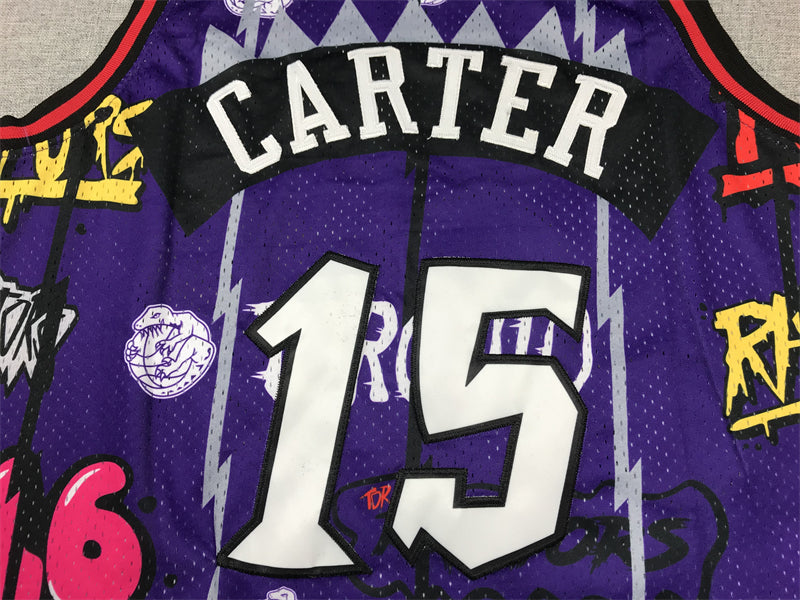 Men's Toronto Raptors Vince Carter #15 Purple Swingman Player Jerseys - Graffiti Edition