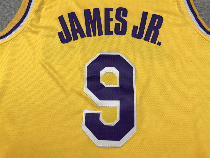 Men's Los Angeles Lakers Bronny James #9 Gold Swingman Player Jerseys - Icon Edition