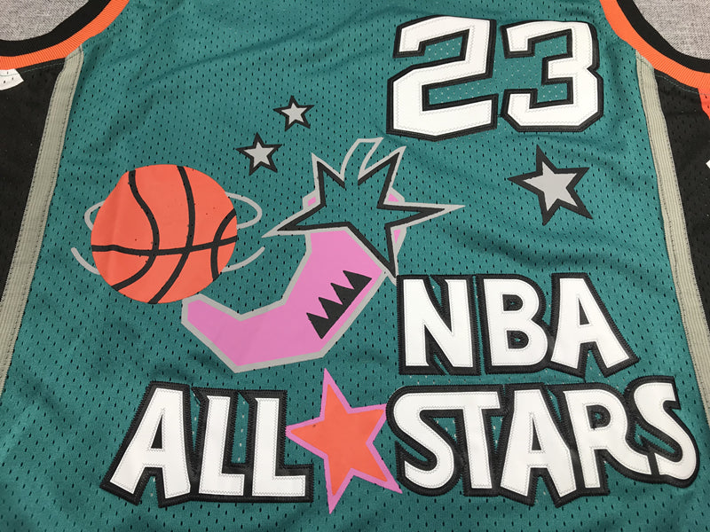 Men's 96 All Star Chicago Bulls Michael Jordan Green Hardwood Classics Swingman Jerseys