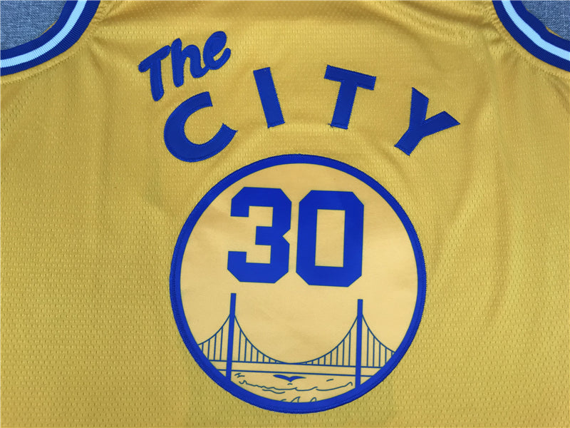 Men's Golden State Warriors Stephen Curry Gold Fast Break Team Replica Jerseys
