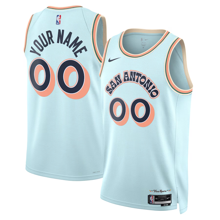 Men's San Antonio Spurs Light Blue 2024/25 Custom Swingman Jerseys - City Edition