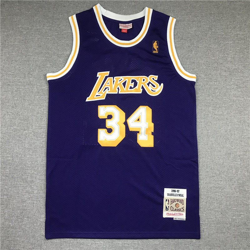 Men's Los Angeles Lakers Shaquille O'Neal #34 Purple 1996-97 Classics Jerseys