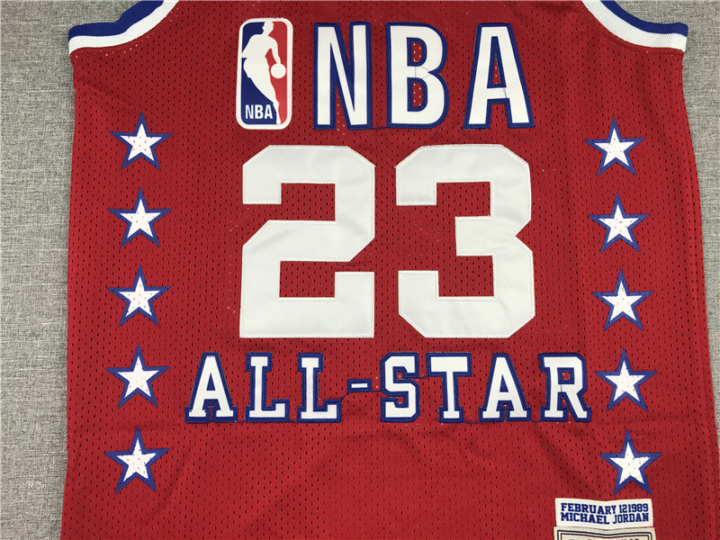 Men's 89 All Star Chicago Bulls Michael Jordan Red Hardwood Classics Swingman Jerseys
