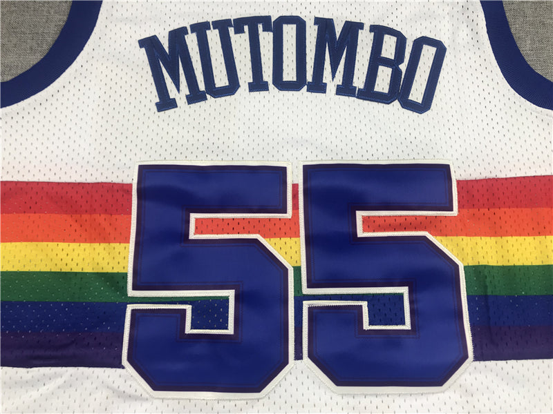 Men's Denver Nuggets Dikembe Mutombo 1991-92 White Hardwood Classics Swingman Jerseys