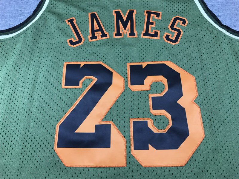 Men's Los Angeles Lakers LeBron James #23 Army Green 2018-19 Hardwood Classics Swingman Jerseys