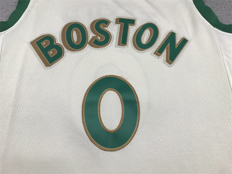 Men's Boston Celtics Jayson Tatum #0 White 2023/24 Swingman Jerseys - City Edition