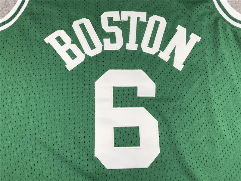 Men's Boston Celtics Bill Russell #6 Kelly Green Hardwood Classics Authentic Jerseys