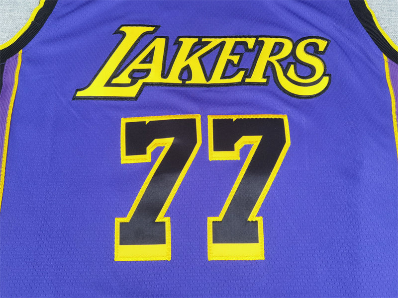 Men's Los Angeles Lakers Luka Doncic #77 Purple Swingman Jerseys - Statement Edition