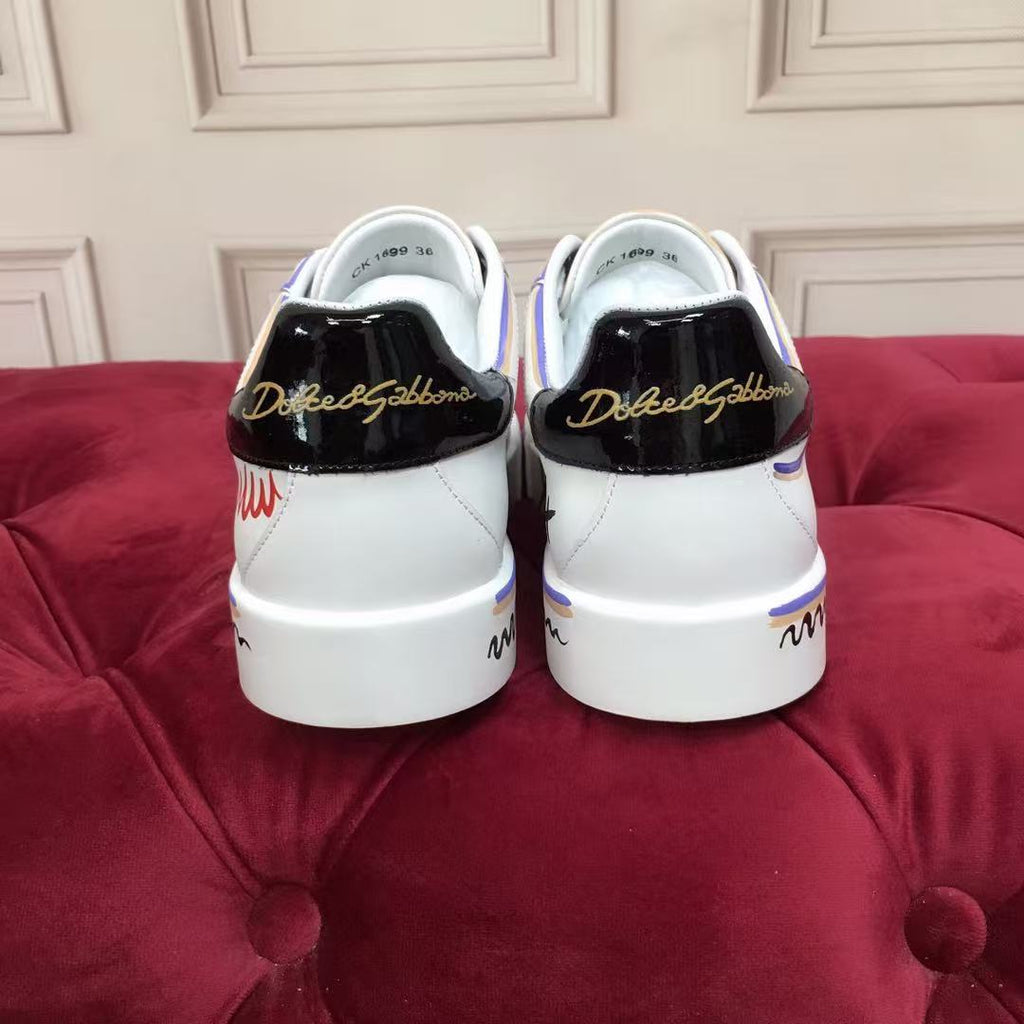 Dolce & Gabbana Portofino Graffiti Sneakers – Unisex Couple's Luxury Casual Shoes