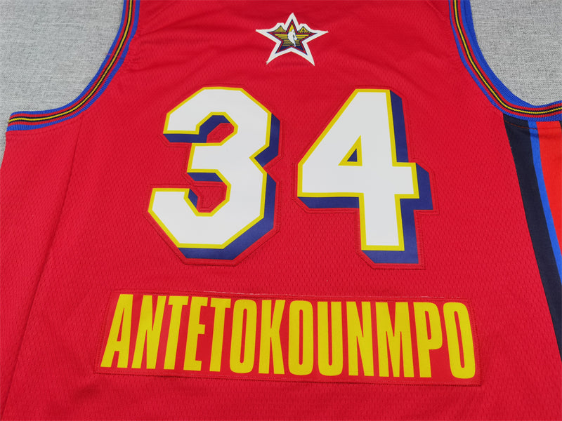 Men's Milwaukee Bucks Giannis Antetokounmpo #34 Red 2025 NBA All-Star Game Swingman Player Jerseys