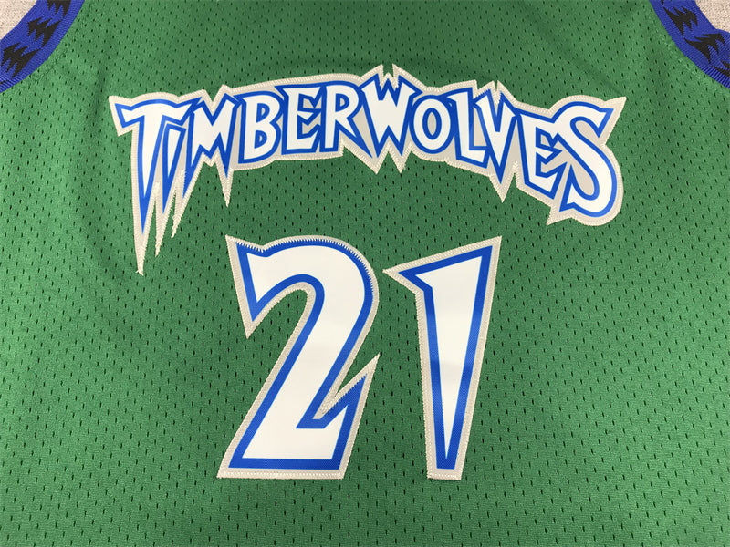 Men's Minnesota Timberwolves Kevin Garnett #21 Green Hardwood Classics Swingman Jerseys