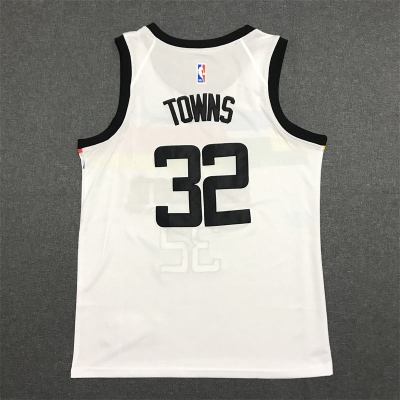 Men's Minnesota Timberwolves Karl-Anthony Towns #32 White Swingman Jerseys - City Edition